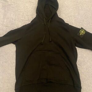 Stone Island Black Hoodie with Logo Patch